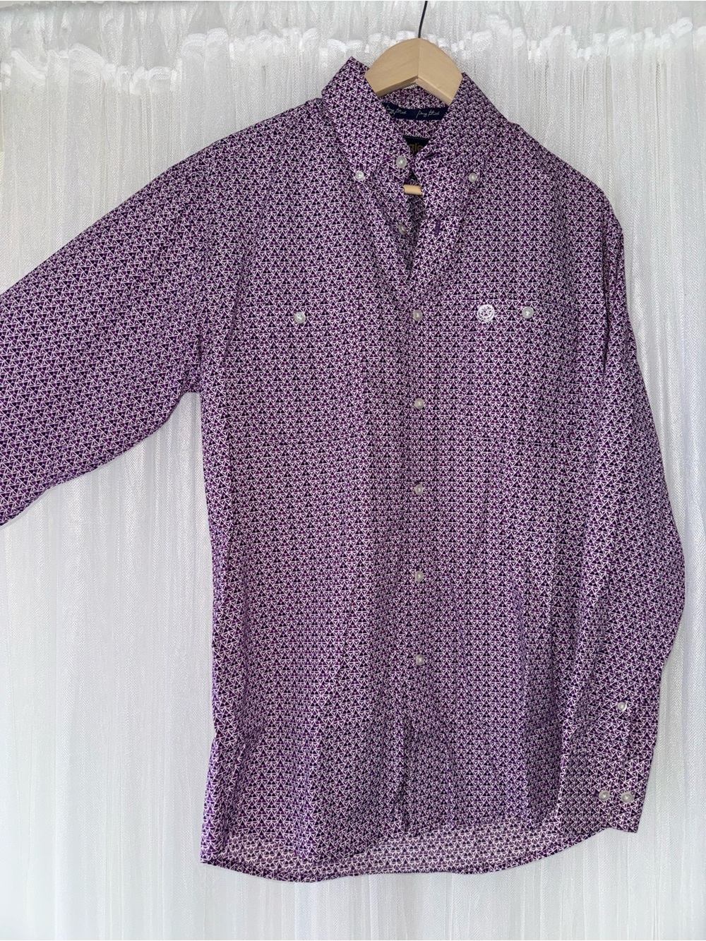Wrangler Men's Purple Micro-Pattern Button-Down Shirt